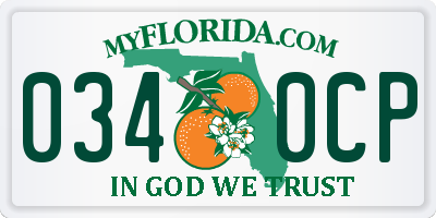 FL license plate 0340CP