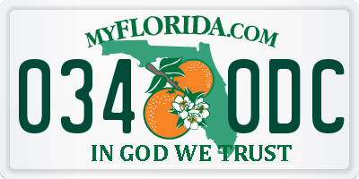 FL license plate 0340DC