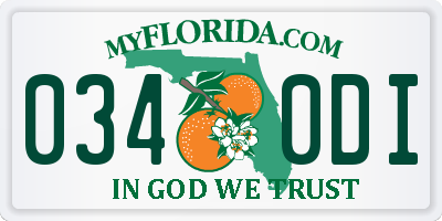 FL license plate 0340DI