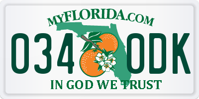 FL license plate 0340DK