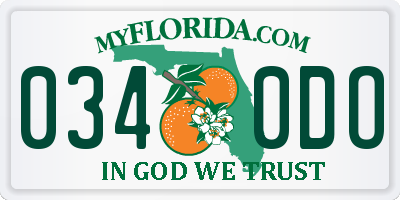 FL license plate 0340DO
