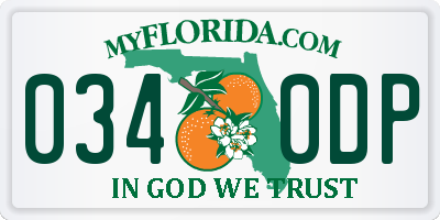 FL license plate 0340DP