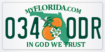 FL license plate 0340DR