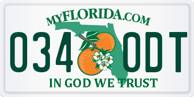 FL license plate 0340DT