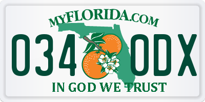 FL license plate 0340DX