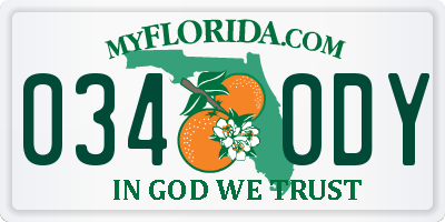 FL license plate 0340DY