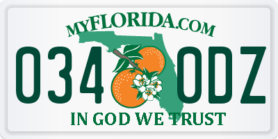 FL license plate 0340DZ