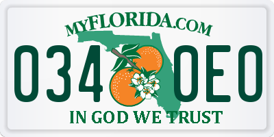 FL license plate 0340EO