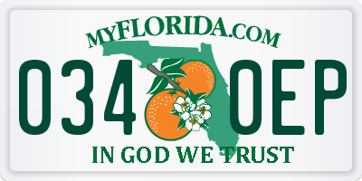 FL license plate 0340EP