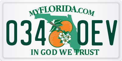 FL license plate 0340EV