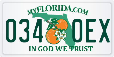 FL license plate 0340EX