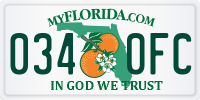 FL license plate 0340FC