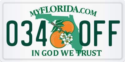 FL license plate 0340FF