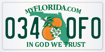 FL license plate 0340FO