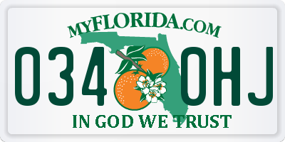 FL license plate 0340HJ