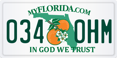 FL license plate 0340HM