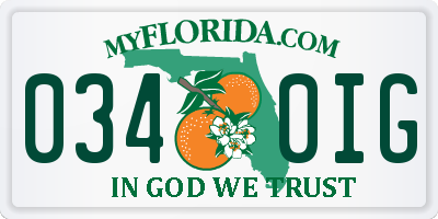 FL license plate 0340IG