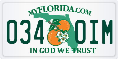 FL license plate 0340IM