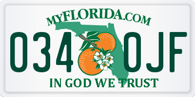 FL license plate 0340JF