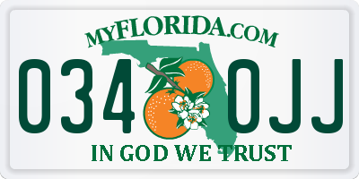 FL license plate 0340JJ