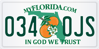 FL license plate 0340JS