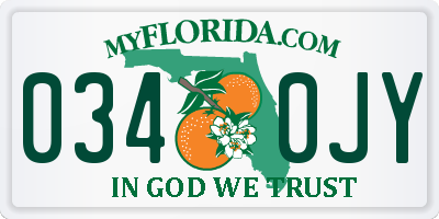 FL license plate 0340JY