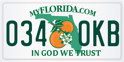 FL license plate 0340KB