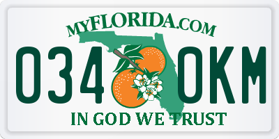 FL license plate 0340KM