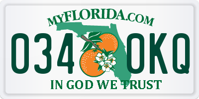 FL license plate 0340KQ