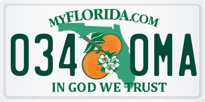 FL license plate 0340MA