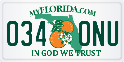 FL license plate 0340NU