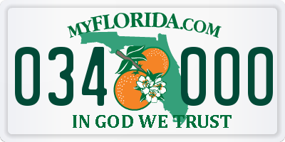 FL license plate 0340OO