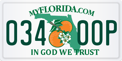 FL license plate 0340OP