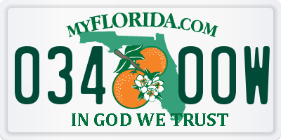 FL license plate 0340OW