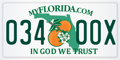 FL license plate 0340OX