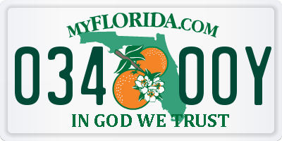 FL license plate 0340OY