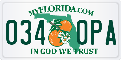 FL license plate 0340PA