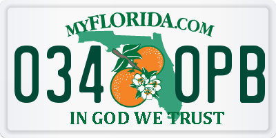 FL license plate 0340PB