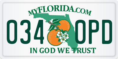 FL license plate 0340PD