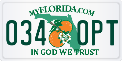 FL license plate 0340PT