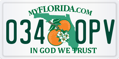FL license plate 0340PV