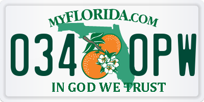 FL license plate 0340PW
