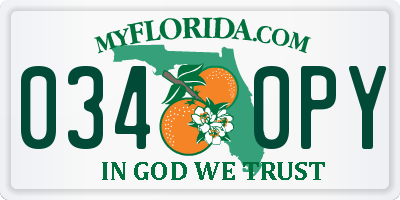 FL license plate 0340PY