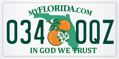 FL license plate 0340QZ