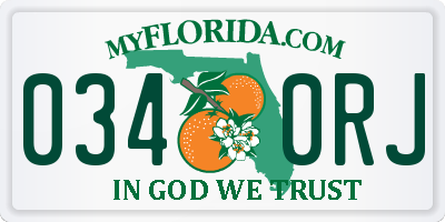 FL license plate 0340RJ