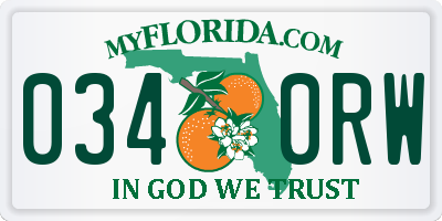 FL license plate 0340RW