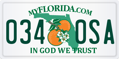FL license plate 0340SA