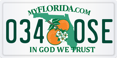 FL license plate 0340SE