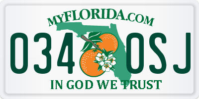 FL license plate 0340SJ