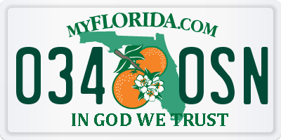 FL license plate 0340SN